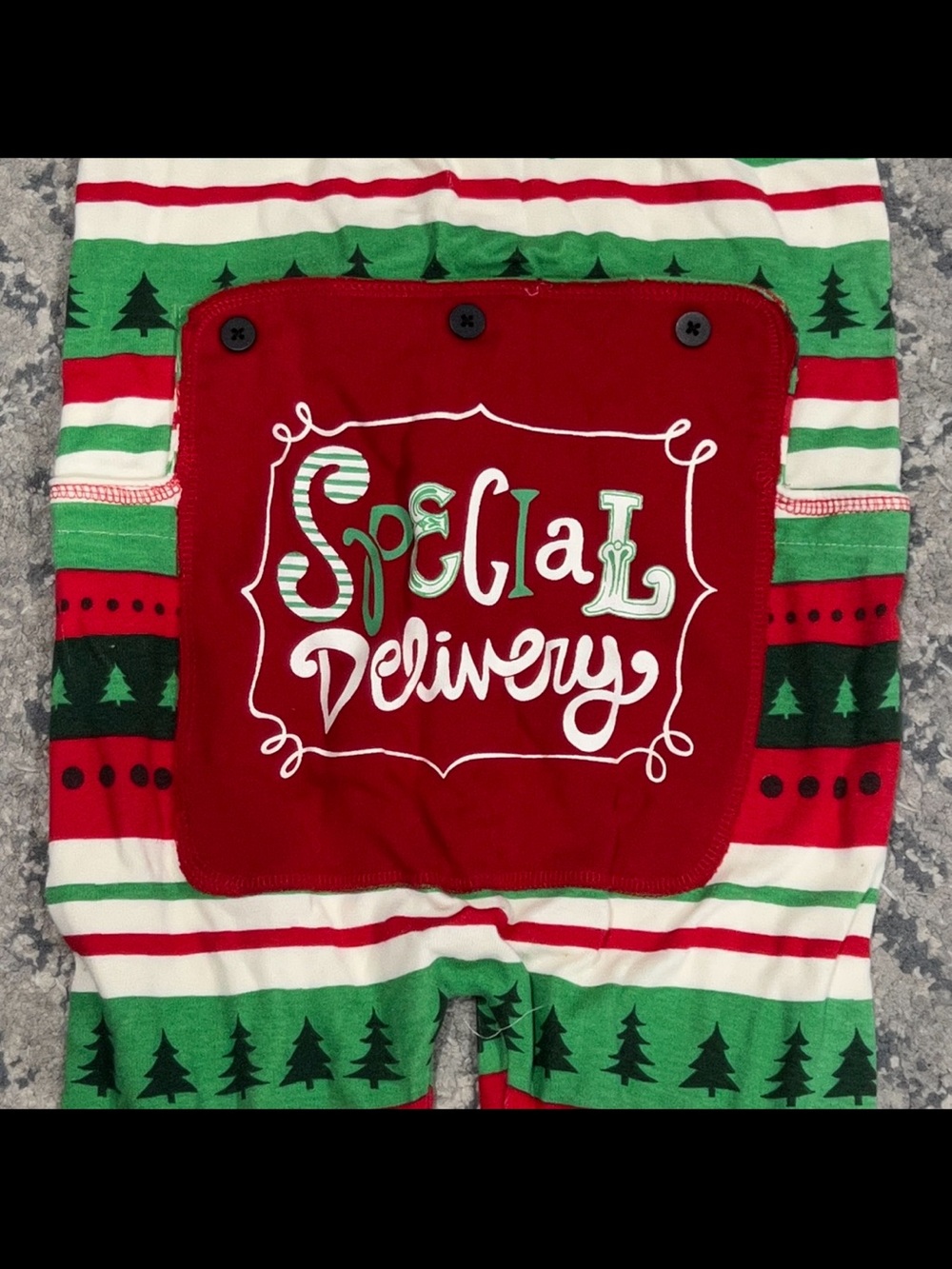 Lazy One Special Delivery Youth onesie flapjack pj holiday tree pattern Med 12 - Picture 7 of 7